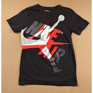 Nike Air Jordan Boys T-Shirt Black Graphic Tee Shirt Size M (10-12) YRS